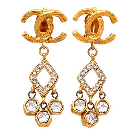 chanel crystal hoop earrings|chanel vintage cc earrings.